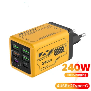 240 W 6 Ports 4 USB + 2 Typ C Super Schnelle Lade Handy Ladegerät USB 3,0 PD 3,0 EU/UK/US Ladegerät Für Iphone