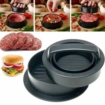 Hamburger-Presse, Patty-Maker, Burger-Presse, 3-in-1, antihaftbeschichtet, für Fleisch, Rindfleisch, Veggie