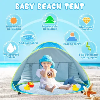 Outdoor Baby Strandzelt Pop-Up Tragbarer Sonnenschutz UV-Schutz Sonnenschirm für Kleinkinder Wasserspielzeug