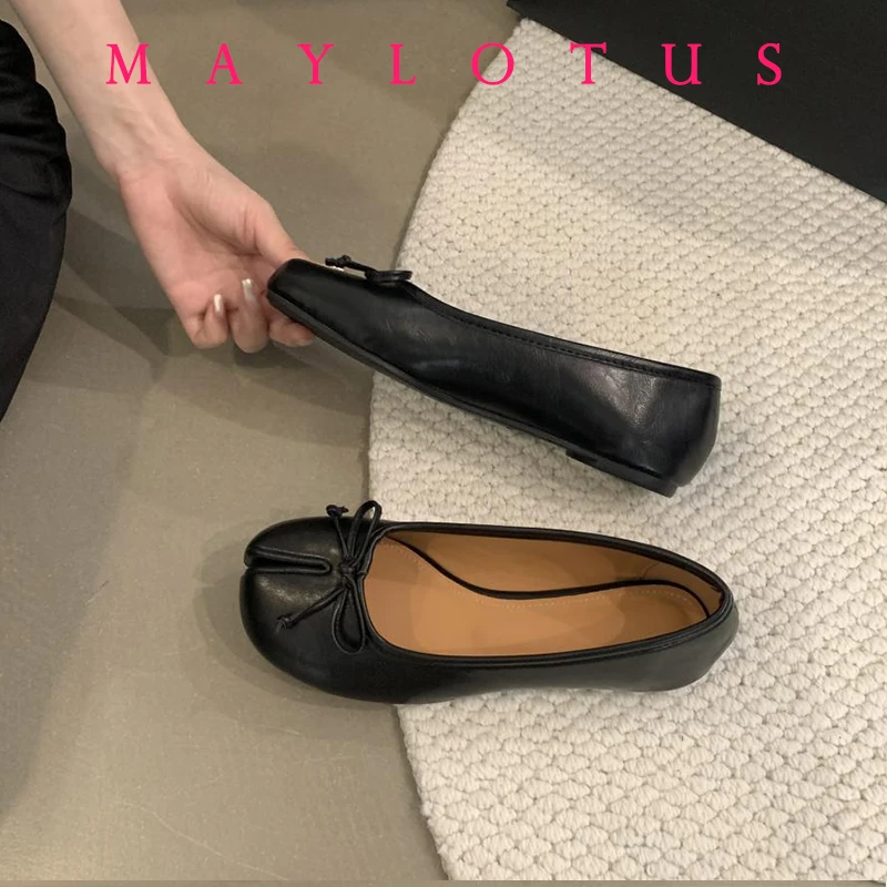 Frühling Frauen Flache Split Toe Schuhe mit Schleife Weiche – Bild 2