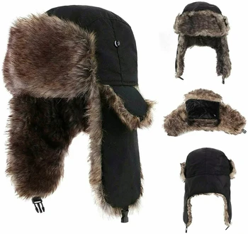 Winter Herren Ushanka Trapper Hut Russian Trooper Ohrenklappe Mütze Ohrenklappe