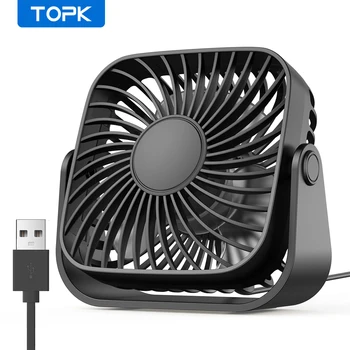 TOPK 4 Zoll tragbarer USB-Mini-Ventilator für Camping, 3 Geschwindigkeiten, leiser Schreibtisch, Tisch