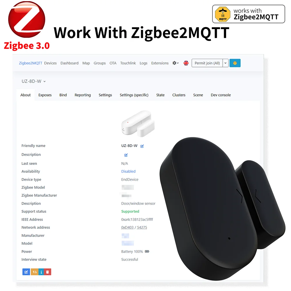 Zigbee 3.0 Kontaktsensor Türsensor Fenstersensor Zigbee-Hub – Bild 2
