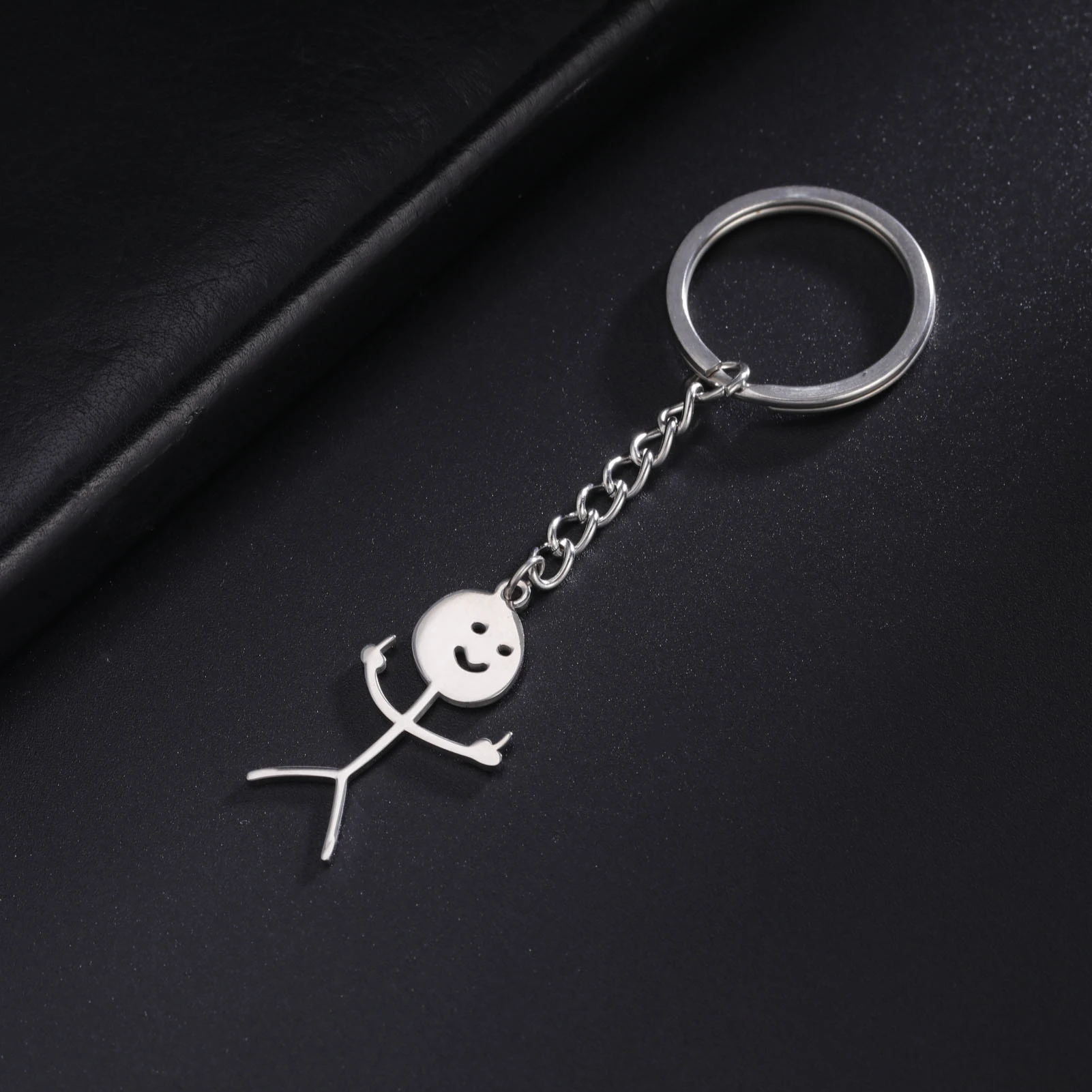 Lustiger Mittelfinger-Stickman-Schlüsselanhänger aus – Bild 3