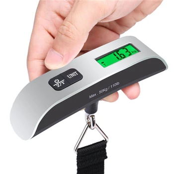 Tragbare Waage, digitales LCD-Display, 110 lb/50 kg, elektronisches Gepäck, hängender Koffer, Reisegewicht