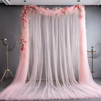 1/2/3/5/10M Hochzeit Tüll Hintergrund Vorhänge, transparente Hintergrund Vorhänge für Geburtstag Party