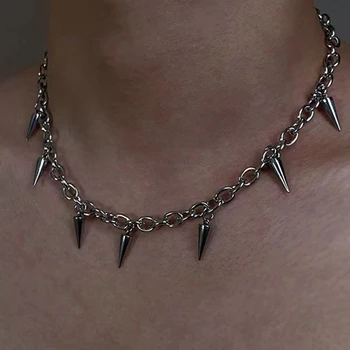 Edelstahl Punk Ästhetische Stud Halskette Männer Halsband Coole Hip Hop Frauen Niet Anhänger Halskette Gothic