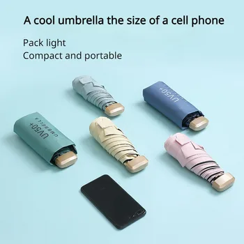 Ultraleichter Mini-Damen-Sonnenschirm mit 50 Klappen, Sonnenschutz und UV-Schutz, Mehrzweck-Regenschirm