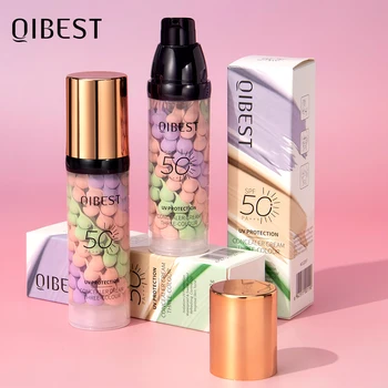 Qibest Three Color Press Release Cream Concealer Isolate Makeup Facial Base Brightening Cream Liquid Concealer