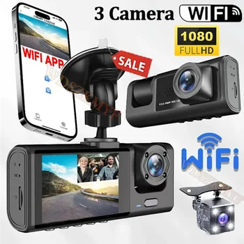 1080P Auto Dvr WiFi APP 3/2 Objektiv Dash Cam für Autos Kamera für Fahrzeug Recorder Video vorne und Hinten