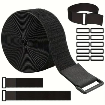 Kabelbinder, robust, mit Schnallen, schwarze Klettbänder, wiederverwendbare Kabelbinder für Organizer