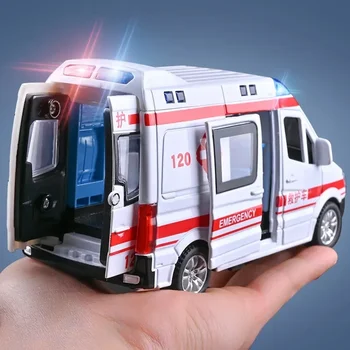 1:32 Miniatur-Modellautos: Krankenwagen, Feuerwehrauto, Polizeiauto mit Licht und Ton