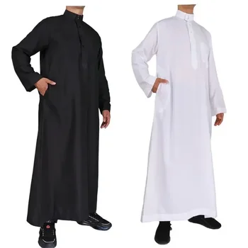 Männer Casual Lose Kaftan Muslimischen Thobe Jubba Dishdasha Thawb Islamischen Kleid Abaya Arabischen