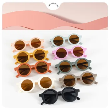 Kindersonnenbrille, runder Rahmen im Einsatzstil, Baby-Sonnenbrille für 1-7 Jahre alte Babys, Sonnenschutz