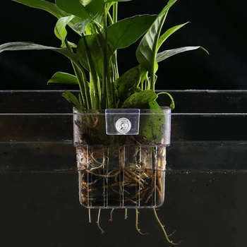 Aquarium Pflanzenkorb Transparent Aquarium Hängende Dekorationen Topf Wasserpflanzen Halter Wasserpflanze