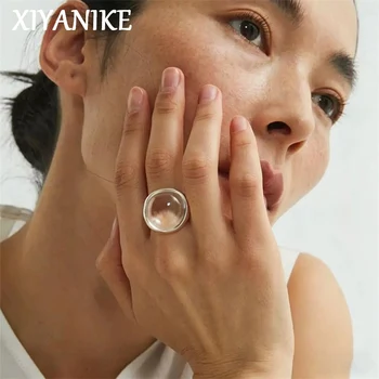 XIYANIKE Elegante transparente Kristall-verstellbare Fingerringe für Frauen und Mädchen, modisch, neuer