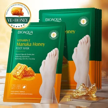 Manuka-Honig & Vitamin E Fußmaske - Tiefenwirksame Feuchtigkeitspflege, Peeling & Reparatur für Trockene