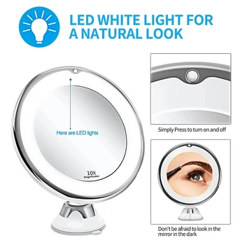 10-fach vergrößerter Kosmetikspiegel mit Lichtern, Touchscreen, LED-Beleuchtung, Dressing, Make-up-Lampe