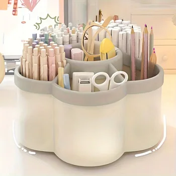 360 Grad niedlicher drehbarer Stifthalter, multifunktionale Desktop-Briefpapier-Aufbewahrungsbox mit großer