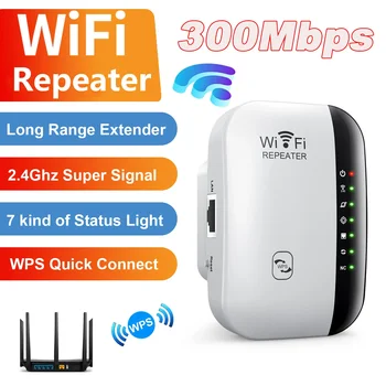 Wireless Wifi Repeater 300 MBit/s Wifi Extender Verstärker Booster Router 802,11 n Wps Long Range 7 Status