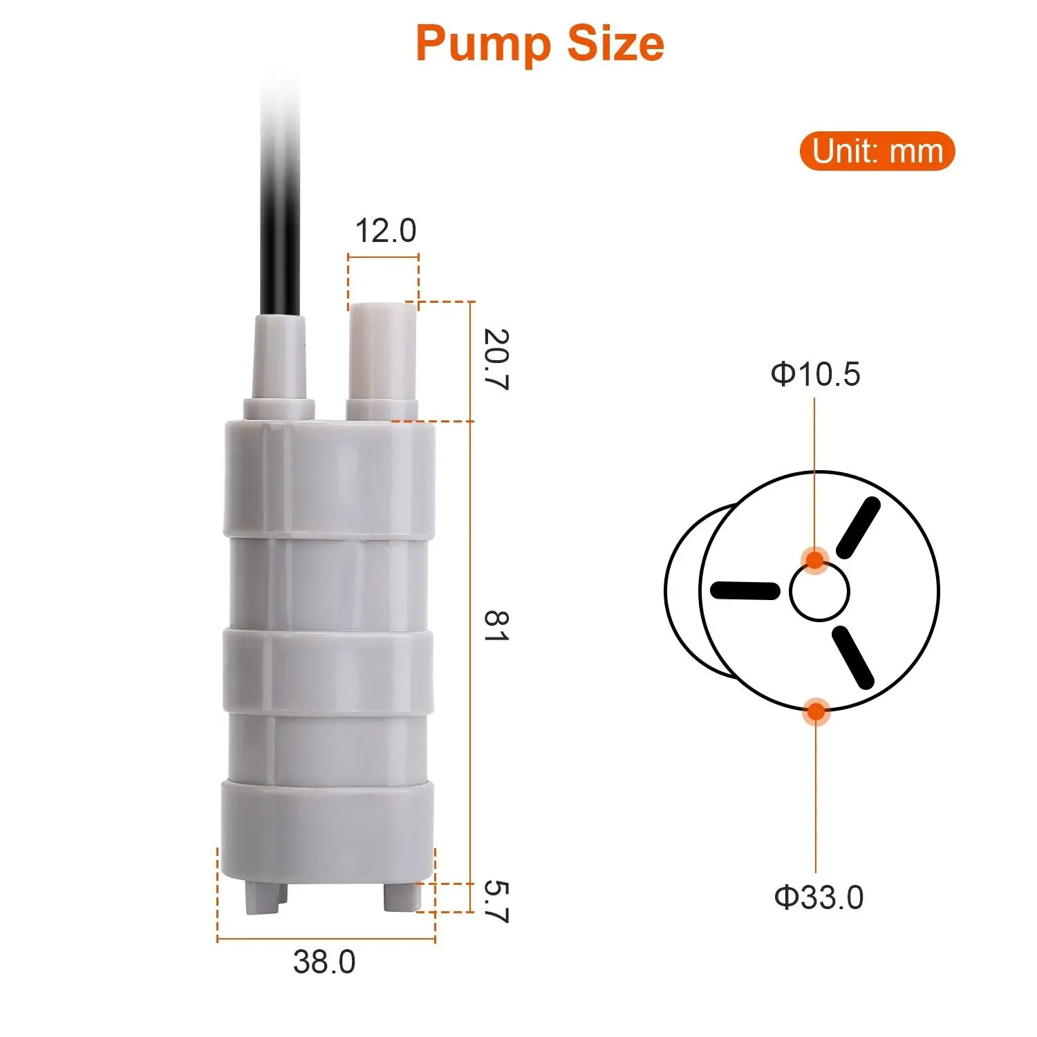 1000L/H DC 12V Tauch Wasserpumpe High Flow Drei-draht – Bild 4