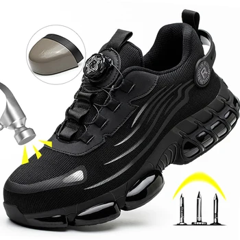 Herren-Sicherheitsschuhe, Schutz und elastische Sicherheitsstiefel, modische Freizeitschuhe, atmungsaktive