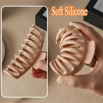 Haarklammer aus Silikonmaterial, Krabben-Haarspange für Mädchen, Pferdeschwanz-Haarklauen, Badeclip, Modische