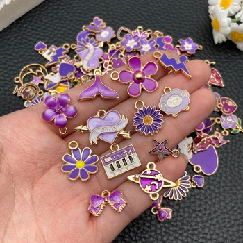Lila ölgetauchtes Charm-Sortiment (zufällige Mischung) - DIY-Bastelzubehör für handgefertigte Ohrringe