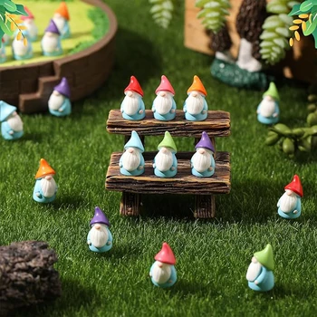 Mini Harz Zwerge Statuen Ornamente Zufällige Farbe Nette Fee Miniatur Gnome Figuren Für Miniatur (10 Stück)