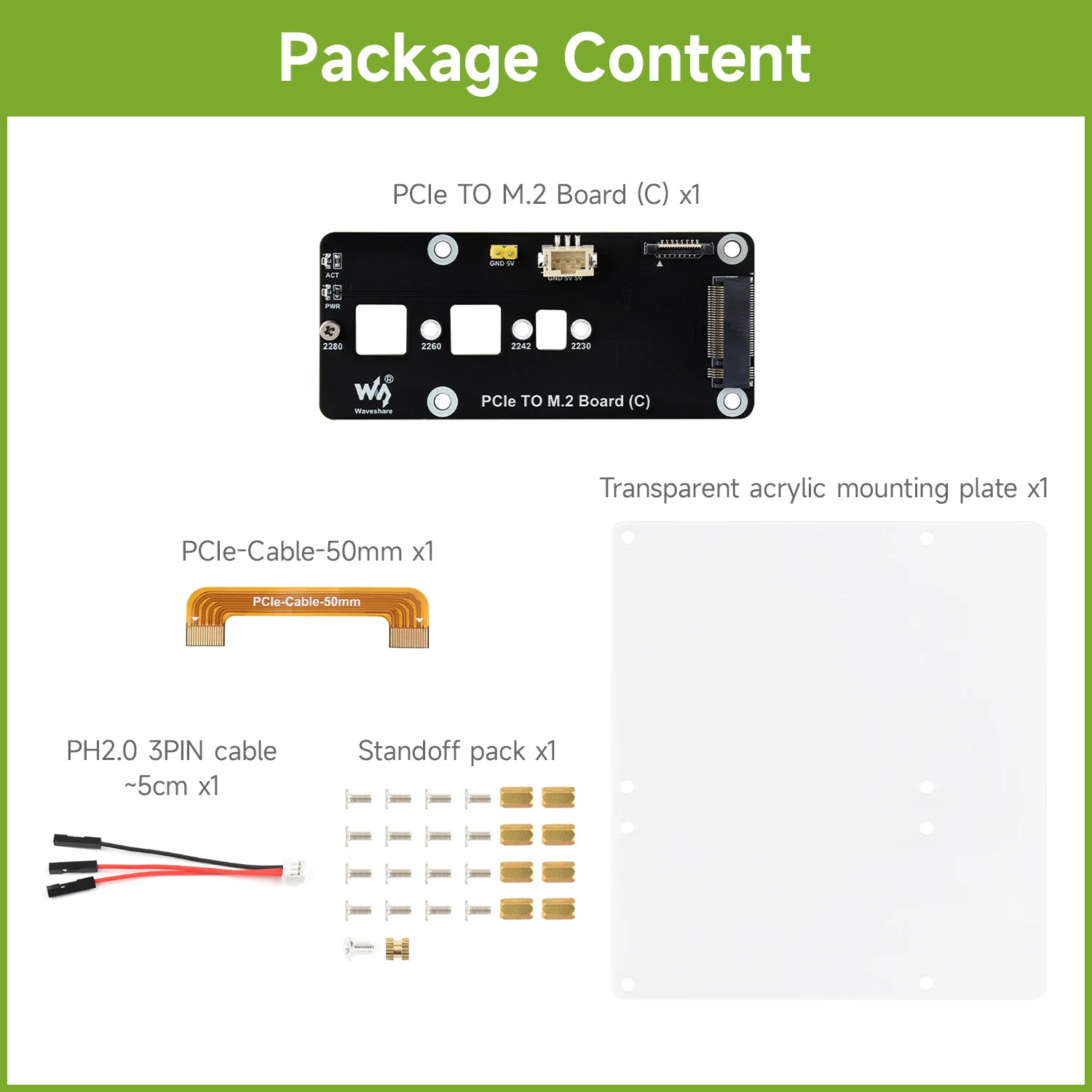 Waveshare PCIe zu M.2 Adapterplatine (C) für Raspberry Pi 5 – Bild 3