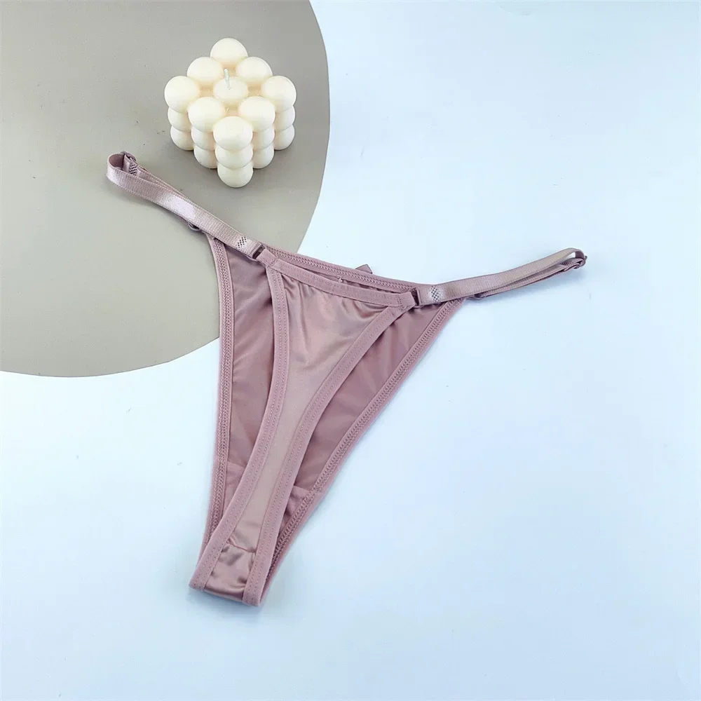 3PCS Einstellbare Satin Tanga Frauen Sexy G-string – Bild 2