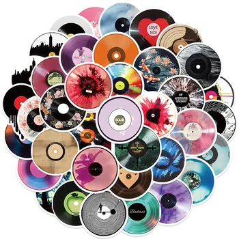 Vinyl-Graffiti-Aufkleber für CD-Schallplatten - selbstklebende PVC-Aufkleber für Gepäck, Roller (50 Stück)