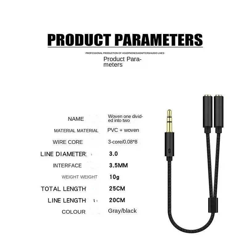 3,5-mm-Audio-Splitter, 1 Stecker auf 2 Buchsen – Bild 6