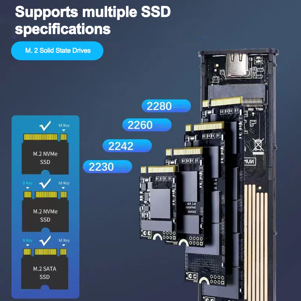 M2 SSD-Gehäuse NVME SATA Dual Protocol M.2 auf USB Typ C – Bild 3