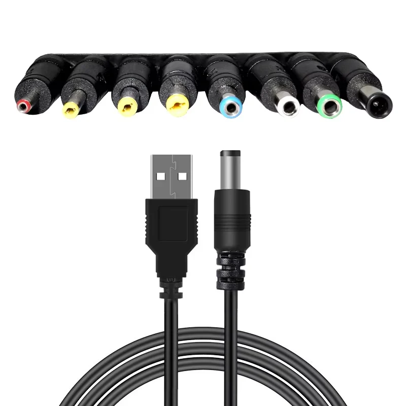 USB auf DC 5,5×2,1 mm Stromkabel 5 V mit 8 Steckern – Bild 3