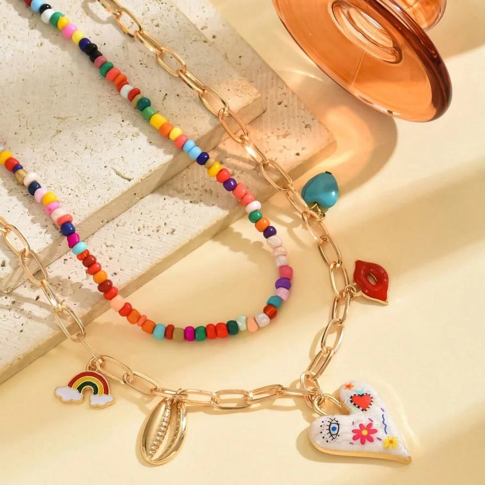 Bohemian Multilayer Handgemachte Perlen Kette Mode Halsketten – Bild 4