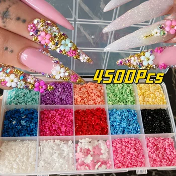 12/15 Grids Acryl Blume Nagel Charms Mix Farben Set 3D Blume Nail art Strass Gemischte Blüte Frühling