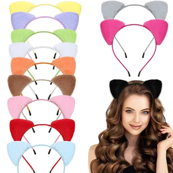 Süße pelzige Katzenohren Stirnband Kostüm Haarband Frauen Mädchen Cosplay Kopfbedeckung Kostüm Party