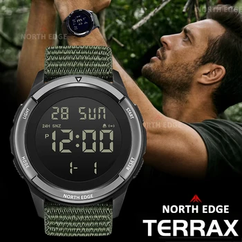 NORTH EDGE 2026 TERRAX Herren Digitaluhren Outdoor-Sport Schwimmen Wasserdicht 50M Stoppuhr Countdown