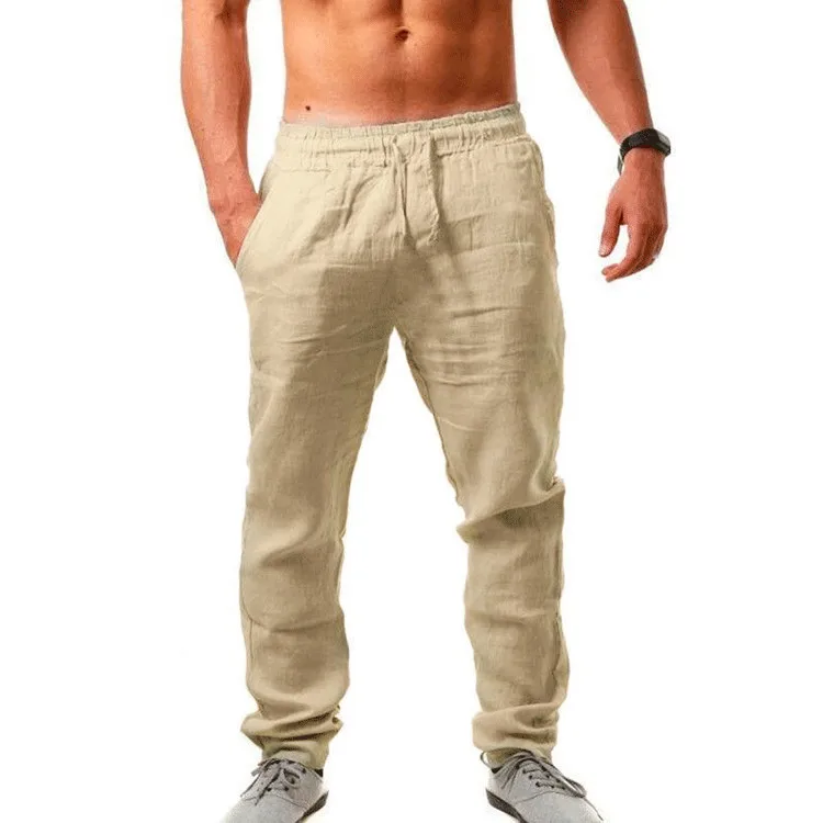 Ropa hombre Baggy-Hosen Herren Baumwoll-Leinen-Freizeithosen – Bild 6