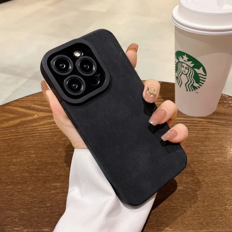 Modische matte Leder-Silikonhülle für iPhone 14 Plus 12 13 – Bild 2