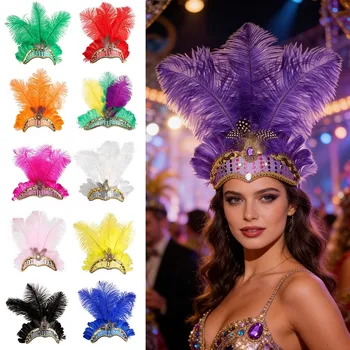 Bunter Feder-Kopfschmuck Brasilianischer Karneval Dekorativer Showgirl-Haarreif Bühnen-Performance
