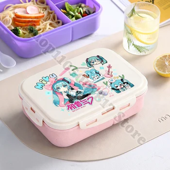 Tragbare Lunchbox für Kinder, Kunststoff, Lebensmittel- und Obstbehälter, Hatsunes Miku, Cartoon, niedliche