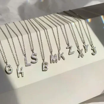 Modische glänzende A-Z-Buchstaben-Anhänger-Charm-Halskette mit 26-begrenztem Alphabet und Namen