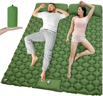 Outdoor Camping Doppel-Luftmatratze Extra Breite Schlafmatte Ultraleichtes Klappbett Schlafunterlage