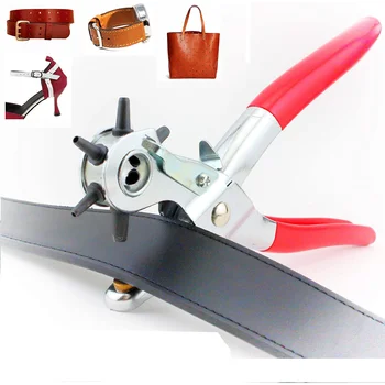 Leder-Lochstanzer, 22,9 cm Gürtel-Lochstanzer für schwere Lederleistung, 6 Größen drehbarer Hand-Lochstanzer