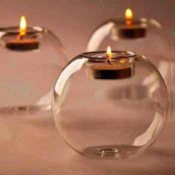 Elegante runde Kerzenhalter aus Glas - Mittelstück im europäischen Stil für Weihnachten, Halloween
