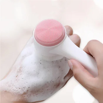3D Doppelte Silikon Gesichtsreinigungsbürste Manuelle Massage Gesichtsbürste Weiche Borsten Peeling
