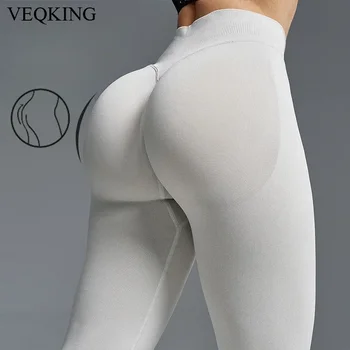 VEQKING Scrunch Butt Damen Yoga-Hose Nahtlose Sport-Leggings Niedrige Taille Fitness-Tights Schnelltrocknende