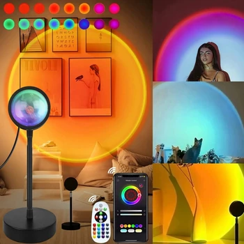 Smart Sunset Lampe Tuya LED Nachtlicht USB RGB Smart Leben APP Remote Projektion Für Raum Dekoration